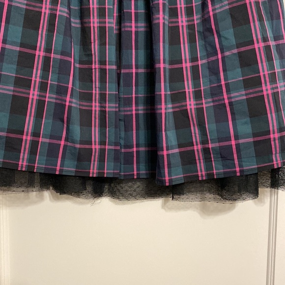 1901 Tartan Skirt Washed Faded Effect with Dotted Tulle Slip and Pockets SIZE M - Picture 2 of 13